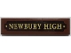 Part No: 2431pb0716 Name: Tile 1 x 4 with Gold 'NEWBURY HIGH' on Dark Brown Plaque Pattern (Sticker) - Set 70425 Part No: 2431pb0716 Name: Tile 1 x 4 with Gold 'NEWBURY HIGH' on Dark Brown Plaque Pattern (Sticker) - Set 70425
