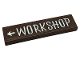 Part No: 2431pb0723  Name: Tile 1 x 4 with White 'WORKSHOP' and Arrow Pattern (Sticker) - Set 10275