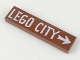Part No: 2431pb522  Name: Tile 1 x 4 with White 'LEGO CITY' and Arrow Pattern