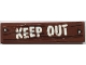Part No: 2431pb529  Name: Tile 1 x 4 with Wood Grain, 2 Nails and 'KEEP OUT' Pattern (Sticker) - Set 70907