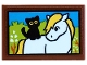Part No: 26603pb525  Name: Tile 2 x 3 with Painting of Pony Bramble and Cat Pluto in Grass with Flowers Pattern (Sticker) - Set 42654