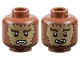 Lot ID: 387650338  Part No: 28621pb0141  Name: Minifigure, Head Dual Sided Alien Dark Brown Bushy Eyebrows and Fur, Dark Tan Face, Lower Fangs, Scowl / Open Mouth Smile with Top Teeth and Red Tongue Pattern - Vented Stud