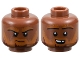 Part No: 28621pb0356  Name: Minifigure, Head Dual Sided Dark Orange Eyebrows and Beard with Dark Red Highlights, Frown / Open Mouth Smile with Top Teeth Pattern - Vented Stud