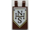 Part No: 30350bpb134R  Name: Tile, Modified 2 x 3 with 2 Open O Clips with Black and Gold 'NHS' on White Banner Pattern Model Right Side (Sticker) - Set 70425