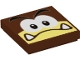 Part No: 3068pb1906  Name: Tile 2 x 2 with Black Eyebrows, Dark Brown and White Eyes, Angry Frown with Lower Fangs on Bright Light Yellow Background Pattern (Super Mario Galoomba Face)
