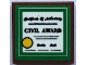 Part No: 3068pb2230  Name: Tile 2 x 2 with Black 'Certificate of Authenticity', 'Civil Award', Yellow Circle and Green Border Pattern (Sticker) - Set 21336