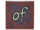 Part No: 3068pb2660  Name: Tile 2 x 2 with Dark Brown Spots and Splatters and Gold Script 'of' Pattern
