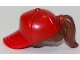 Part No: 35660pb01  Name: Minifigure, Hair Combo, Hair with Hat, Ponytail with Molded Red Ball Cap Pattern