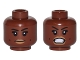 Part No: 3626cpb1629  Name: Minifigure, Head Dual Sided Female, Black Eyebrows, Dark Tan Lips, Dimples, Neutral / Bared Teeth Pattern (Patty Tolan) - Hollow Stud