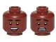 Part No: 3626cpb1909  Name: Minifigure, Head Dual Sided Black Eyebrows, Dark Brown Chin Dimple, Open Mouth Smile with Top Teeth and Red Tongue / Scared Pattern - Hollow Stud