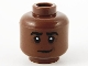 Part No: 3626cpb2677  Name: Minifigure, Head Black Eyebrows Lopsided Grin, Dark Brown Contour Lines Pattern - Hollow Stud