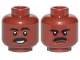 Part No: 3626cpb2693  Name: Minifigure, Head Dual Sided Black Eyebrows, Moustache, Dark Brown Lines, Smile / Angry Pattern (Greef Karga) - Hollow Stud