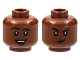 Part No: 3626cpb3015  Name: Minifigure, Head Dual Sided Female Black Eyebrows Thick, Single Eyelashes, Dark Brown Lips, Open Mouth Smile with Top Teeth and Red Tongue / Smirk Pattern - Hollow Stud