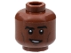Part No: 3626cpb3029  Name: Minifigure, Head Thick Black Eyebrows, Dark Brown Contour Lines, Lopsided Smile with Teeth Pattern - Hollow Stud