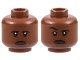 Part No: 3626cpb3123  Name: Minifigure, Head Dual Sided Black Eyebrows and Moustache, Dark Brown Contour Lines, Sad / Raised Eyebrow Right Pattern - Hollow Stud