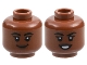Part No: 3626cpb3141  Name: Minifigure, Head Dual Sided Female, Black Eyebrows, Dark Brown Lips, Grin / Open Mouth Smile Pattern - Hollow Stud