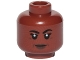 Part No: 3626cpb3218  Name: Minifigure, Head Female Black Eyebrows and Eyelashes, Dark Brown Lips, and Closed Mouth Smile Pattern - Hollow Stud