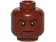 Part No: 3626pb0424  Name: Minifigure, Head Black Eyebrows, Dark Brown Small Cheek Lines, Jowl Lines, Chin Dimple and Forehead Crease, Stern Pattern