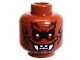 Part No: 3626pb0773  Name: Minifigure, Head Alien Bat with Red Eyes, Black Eye Shadow and Fur Lines, Open Mouth Smile with Fangs and Sharp Teeth Pattern