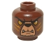 Part No: 3626pb1357  Name: Minifigure, Head Alien Chima Bear with Black Nose, Medium Nougat Snout, and Bright Light Orange Eyes and Slash Marks Pattern
