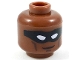 Part No: 3626pb1992  Name: Minifigure, Head Black Mask with White Eye Holes, Dark Brown Cheek Lines and Chin Dimple, Slight Grin Pattern