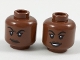 Part No: 3626pb1996  Name: Minifigure, Head Dual Sided Female, Black Eyebrows, Dark Brown Lips, Lopsided Smirk / Smile Pattern