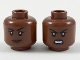 Part No: 3626pb2096  Name: Minifigure, Head Dual Sided Female, Black Eyebrows, Dark Brown Lips, Lopsided Grin / Gritted Teeth Pattern