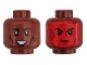 Part No: 3626pb2253  Name: Minifigure, Head Dual Sided Black Eyebrows, Eyelids, Cheek Lines, Chin Dimple, Open Mouth Smile with Teeth / Angry Frown with Red Head-Up Display (HUD) Pattern