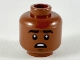 Part No: 3626pb2393  Name: Minifigure, Head Black Eyebrows, Dark Brown Chin Dimple, Open Mouth with Top Teeth, Surprised Pattern