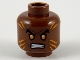 Part No: 3626pb2652  Name: Minifigure, Head Orange Diagonal Stripes, Black Eyebrows, Orange Eyes, Gritted Teeth Pattern