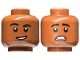 Part No: 3626pb2872 Name: Minifigure, Head Dual Sided Black Eyebrows, Dark Brown Chin Dimple, Lopsided Open Mouth Smile with Teeth / Scared Pattern Part No: 3626pb2872 Name: Minifigure, Head Dual Sided Black Eyebrows, Dark Brown Chin Dimple, Lopsided Open Mouth Smile with Teeth / Scared Pattern