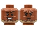 Part No: 3626pb2893  Name: Minifigure, Head Dual Sided Female, Black Eyebrows, Rows of Tan Dots, Chinstrap, Smile / Frown Pattern