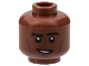 Part No: 3626pb3029  Name: Minifigure, Head Thick Black Eyebrows, Dark Brown Contour Lines, Lopsided Smile with Teeth Pattern