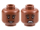 Part No: 3626pb3162  Name: Minifigure, Head Dual Sided Female, Black Eyebrows, Dark Brown Chin Dimple, Open Mouth, Lopsided Smile / Scared Pattern