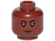 Part No: 3626pb3218  Name: Minifigure, Head Female Black Eyebrows and Eyelashes, Dark Brown Lips, and Closed Mouth Smile Pattern