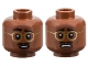 Part No: 3626pb3410  Name: Minifigure, Head Dual Sided Black Eyebrows and Moustache, Gold Glasses, Dark Brown Cheek Lines and Chin Dimple, Worried with Raised Eyebrow Right / Scared Pattern