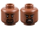 Part No: 3626pb3462  Name: Minifigure, Head Dual Sided Black Eyebrows and Goatee, Dark Brown Cheek Lines and Chin Dimple, Grin / Open Mouth Scowl with Teeth Pattern