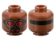 Part No: 3626pb3494  Name: Minifigure, Head Black Eyebrows, Moustache, Goatee, Cheek Lines and Chin Dimple, Silver and Gold Goggles with Strap and Red Lenses, Grin Pattern