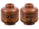 Part No: 3626pb3670  Name: Minifigure, Head Dual Sided Dark Orange Eyebrows and Beard with Dark Red Highlights, Frown / Open Mouth Smile with Top Teeth Pattern