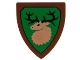 Part No: 3846pb058  Name: Minifigure, Shield Triangular  with Forestmen Elk / Deer Head on Green Background with Black Outline Pattern