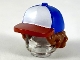 Part No: 53980pb01  Name: Minifigure, Hair Combo, Hair with Hat, Bushy Hair with Blue Ball Cap with White Front and Red Bill Pattern