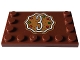 Part No: 6180pb172  Name: Tile, Modified 4 x 6 with Studs on Edges with White Number 3, Red and Green Dots on Medium Nougat Cookie Pattern (Sticker) - Set 4002023