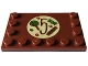 Part No: 6180pb174  Name: Tile, Modified 4 x 6 with Studs on Edges with Reddish Brown Number 5 with Red and Green Candy and Dots on Tan Circle Pattern (Sticker) - Set 4002023