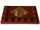 Part No: 6180pb181  Name: Tile, Modified 4 x 6 with Studs on Edges with Dark Brown Number 12 and Red, White and Green Candles on Medium Nougat Diamond Pattern (Sticker) - Set 4002023
