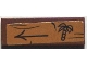 Part No: 63864pb206  Name: Tile 1 x 3 with Black Palm Tree, Arrow, and Wood Grain on Medium Nougat Background Pattern (Sticker) - Set 41157