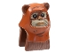 Part No: 64805pb07  Name: Minifigure, Head, Modified SW Ewok with Dark Orange Hood with Dark Brown Stitching and Wrinkles, Tan Face Fur Pattern
