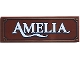 Part No: 69729pb164 Name: Tile 2 x 6 with Sign with White 'AMELIA' and Dark Blue and Gold Border Pattern Part No: 69729pb164 Name: Tile 2 x 6 with Sign with White 'AMELIA' and Dark Blue and Gold Border Pattern