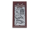 Part No: 87079pb0868  Name: Tile 2 x 4 with Menu of Fries, Parmo, Hot Dog with Harpoon, Copper Crossed Knife and Fork, Silver Metal Plates and Rivets Pattern (Sticker) - Set 70840