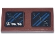 Part No: 87079pb1335  Name: Tile 2 x 4 with Black Windows, Blue Striped Reflections, Dark Bluish Gray Cracks, and White Ants Pattern (Sticker) - Set 76266
