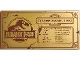 Lego part: Tile 8 x 16 with Bottom Tubes, Textured Surface with Gold Jurassic Park Tyrannosaurus rex Pattern
